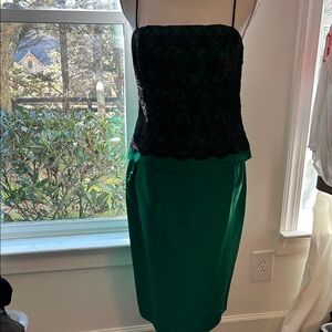 Carlisle Black Lace and Green Midi Dress